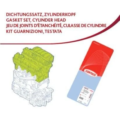 Image of 93740206 Gasket Set, cylinder head CORTECO 417006P with camshaft seal, gasket, valve stem seals
