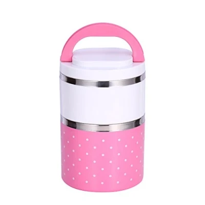 Image of yuyte thermal Food container, Lunch Box with 2 layer Insulation, 900 ml Hot Container Stainless Steel Insulation (Pink)