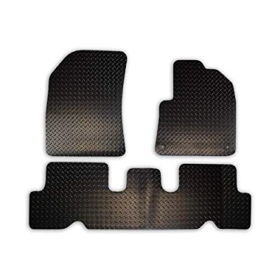 Image of Rubber Car Mats Compatible with Citroen C4 Picasso (2015 ) Tailored Fit Floor Set Accessory Black Custom 4 Pieces Clips Anti Slip Backing, Heavy Duty &amp; Waterproof