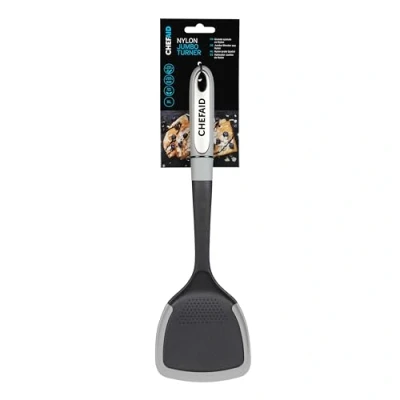 Image of Chef Aid Nylon Jumbo Turner, Essential Kitchen Utensil, Includes Grating Surface, Non Slip Grip Handle, Stick Safe, BPA Free