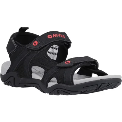 Image of HI TEC Crater Walking sandals, Men&#039;s, Size: 12, Black/grey/red Synthetics/textile