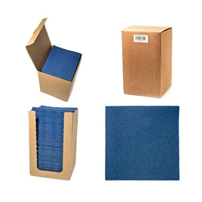 Image of Alvotex Chic Airlaid 100 Cocktail Napkins, 1/4 Fold Fabric Like, Disposable Napkin, Dark Blue, 20 x cm