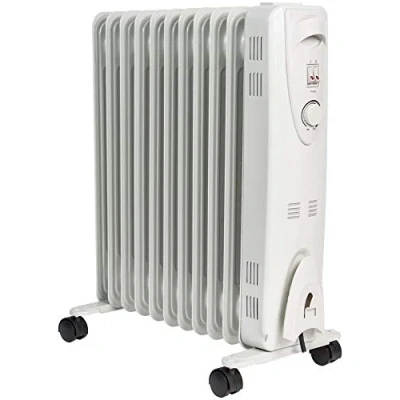 Image of MYLEK Oil Filled Radiator with Adjustable Thermostat 3 Heat Settings Electric Portable Heater 11 Fin Energy Efficient 2.5kW Safety Tip Over Protection &amp; Cut Off (2500W)