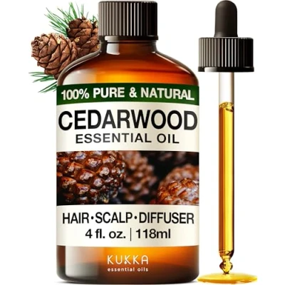 Image of Kukka Cedarwood Essential Oil for Hair, Skin &amp; Diffuser 100% Natural Aromatherapy (118 ml)