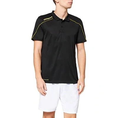 Image of Uhlsport Stream 22 Polo Shirt Black/Lime Yellow, Small