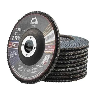 Image of Merryland Flap Disc 125 Metal for Angle Grinder, 125mm 120 Grit T29 Wheel 10 Pieces, Blue Zirconium Corundum INOX Stainless Steel Iron Universal 5 inch, Craft Line FC1108614