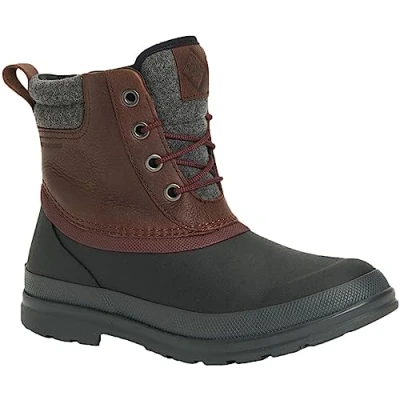 Image of Muck Boots Women&#039;s Originals Duck Lace Pull On Leather Waterproof Ankle Boot, Brown, 6