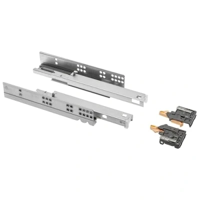 Image of GTV Underfloor Guides, 1 Pair of Drawer Runners with Soft Close System, self Closing Runners, Modern Slide Cushioning, Full Extension, 600 mm, Load Capacity up to 35 kg
