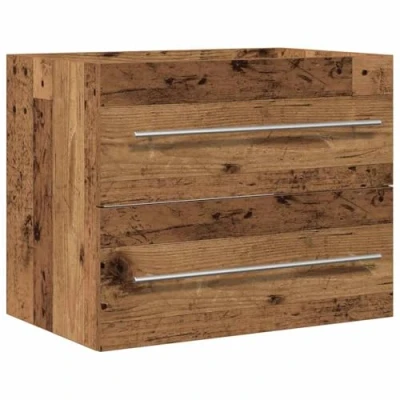 Image of vidaXL bathroom sink cabinet, 60x38.5x48 cm old wood engineered finish modern style storage unit for living room/bathroom use
