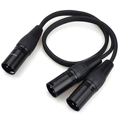 Image of NANYI Microphone Cable XLR to Patch Splitter Cables, 3 Pin Male 2Male mic DMX Cords with Oxygen Copper 0.5 Meter