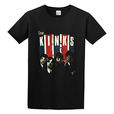 Image of The Kinks 60S English Rock Pop Retro Vintage Men&#039;s Fashion T Shirt Casual Tees Clothing Black XXL