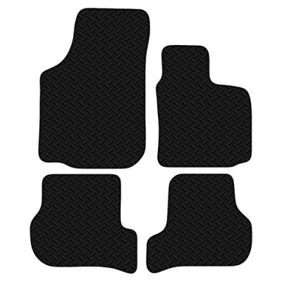 Image of Carsio Car Mats 4pc Set For Seat Leon MK2 Facelift 2009 13 Tailored Fit Rubber Floor Mat Complete Accessory Black Custom Fitted Anti Slip Backing, Heavy Duty &amp; Waterproof