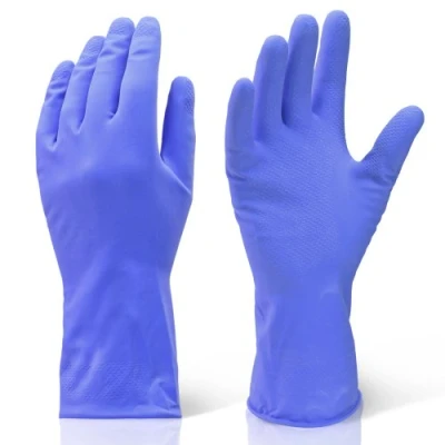 Image of Large Blue Heavy Duty Industrial Cleaning &amp; Washing Up Rubber Gloves. Comes With TCH Anti Bacterial Pen!