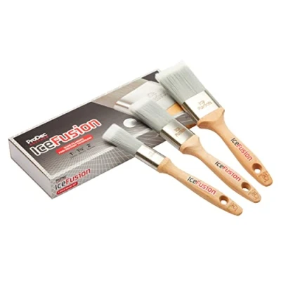 Image of ProDec Advance ABPT070 Ice Fusion Trade Professional Synthetic Paint Brush Set for Painting with Emulsion, Gloss and Satin Paints on Walls, Wood Metal, Contains 1, 1.5, 2 inch Brushes, Grey