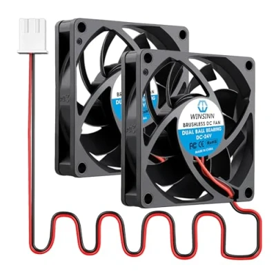 Image of WINSINN DC 70mm Fan 24V 7015 Dual Ball Bearing Brushless Cooling 70x15mm 2PIN (Pack of 2Pcs)