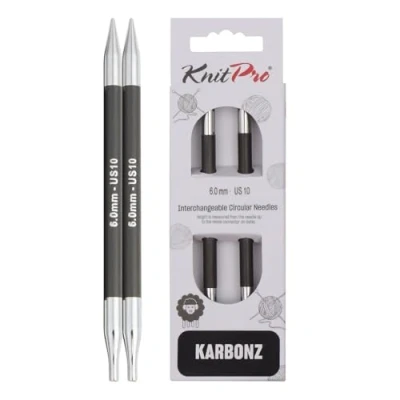Image of KnitPro 6 mm Karbonz Interchangeable Normal Circular Needles, Black and Silver