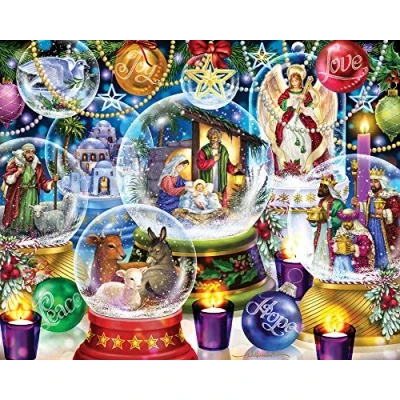 Image of Vermont Christmas Company Nativity Snow Globes Jigsaw Puzzle 1000 Piece