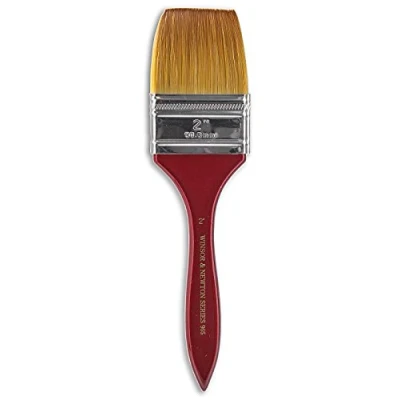 Image of Winsor &amp; Newton Series 965 Golden Nylon Natural Hair Short Handle Brush Wash 2&quot;, Nickel