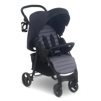 Image of My Babiie MB30 Pushchair from Birth to 4 Years (22kg), Easy Compact Fold, Large Shopping Basket, Adjustable Handle, Stroller Includes Cup Holder, Rain Cover Black &amp; Grey