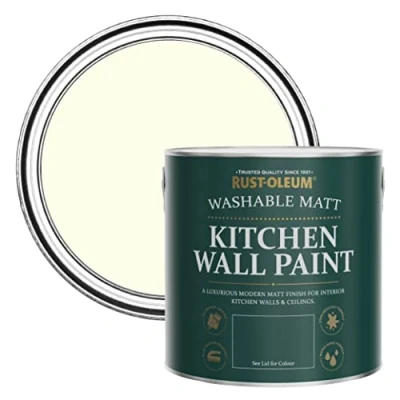 Image of Rust Oleum Off White Washable Kitchen Wall Paint in Matt Finish Shortbread 2.5L