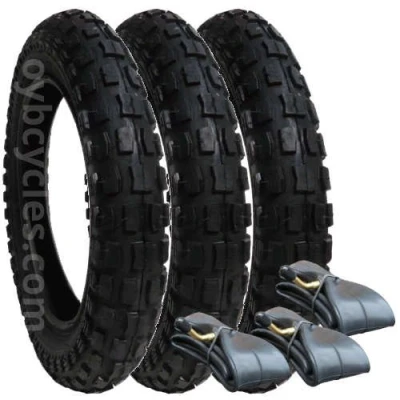 Image of an Alternative Set of Tyres and Tubes for Phil &amp; Teds Explorer Off Road Tread Pattern