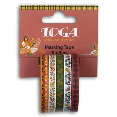 Image of Toga Fleuri Ribbons Masking Tape Bullet Journal Flowers, Orange and Green, One Size