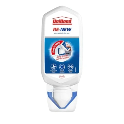 Image of UniBond Re New, White Silicone Sealant for Kitchen &amp; Bath, One Step Bathroom Renewal, Waterproof Shower with Triple Mould Resistance, 1 x 80ml