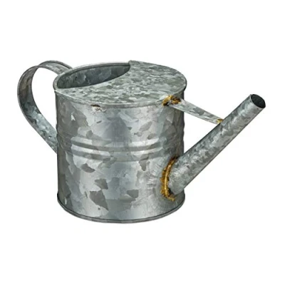 Image of Relaxdays Can, Indoor Plants, Jug, Vintage Vessel, Flower Watering Pot, Metal, 1.3 L, Silver, Iron, 14 x 13 28.5 cm
