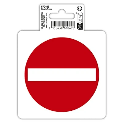 Image of Exacompta Ref. 67049E 1 round adhesive pictogram SENDS PROHIBITED In non slip and UV resistant treated PVC vinyl Glossy finish Diameter: 10 cm Colours: red white
