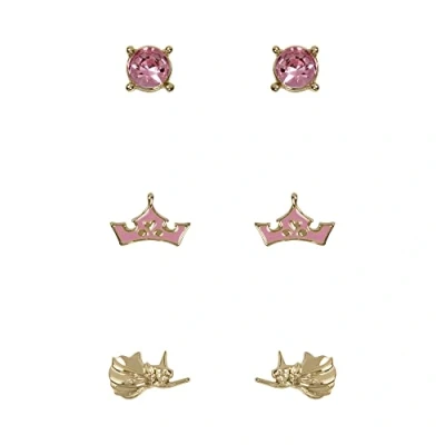 Image of Disney Princess Sleeping Beauty Pink &amp; Gold Trio Earring Set SH00703YRPL