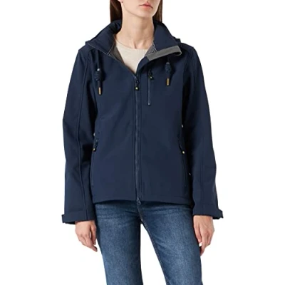 Image of Ankerglut Women&#039;s Ankerglutfreude Softshell Removable Hood Lined Transition Jacket Windbreaker, Navy, 54 Große Größen