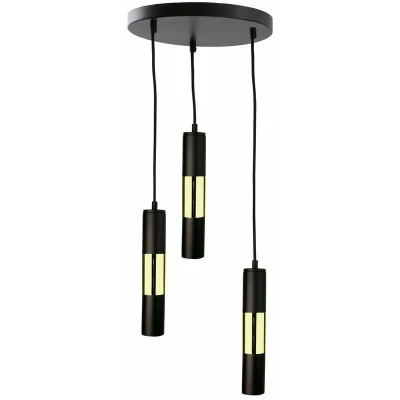 Image of Magnum Cluster Pendant Ceiling Light Black, Gold, 30cm, 3x GU10