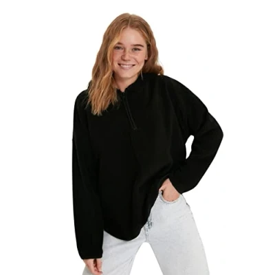 Image of Trendyol Women Oversize Basic Hood Knitted Sweatshirt Black