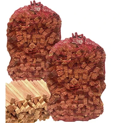 Image of 8KG TRADEFARMNI Natural Wooden Kindling Fire Wood Sticks in Netting Bag, Firewood for Burners, Starting, Open Fires, Stoves, Camping Ovens. Starters