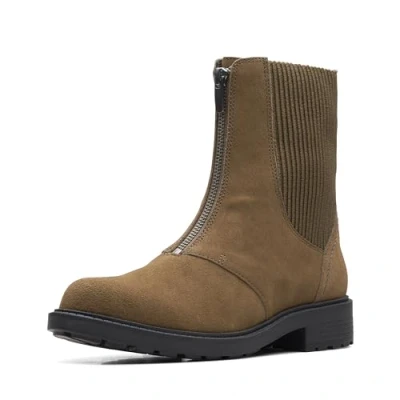 Image of Clarks Women&#039;s Orinoco2 Up Ankle Boot, Dark Olive, 5 UK
