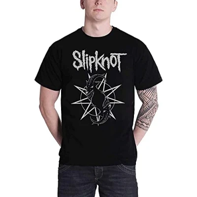 Image of Slipknot Mens T Shirt Black Goat Star Band Logo Metal Short Sleeve Official L