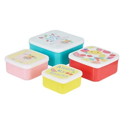 Image of Premier Housewares Tupperware Lunch Boxes Alpaca Themed Snack for Kids Multi Colored Small Sandwich Box Set of 4