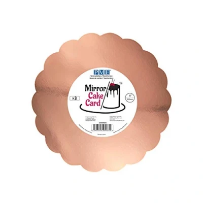 Image of PME Mirror Cake Card Scallop Metallic Rose Gold Pack of 3
