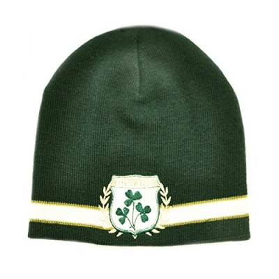 Image of Ireland Shamrock Crest Knit Hat, Green, One size