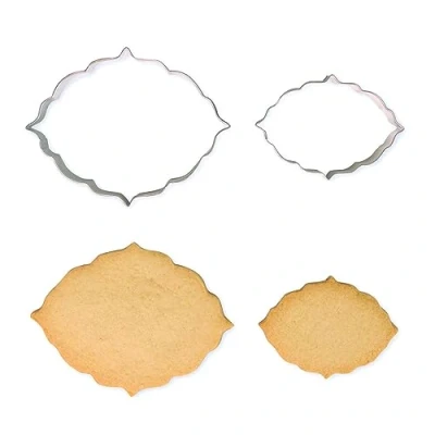 Image of PME Cookie and Cake Plaque Cutter Style 6 Set of 2, Silver