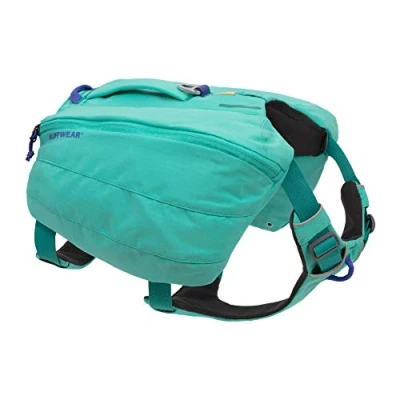 Image of RUFFWEAR Dog Rucksack, Comfortable Saddlebag for Day Hikes and Extended Wear, Large to Very Breeds, Front Range Pack, Aurora Teal, Large/X Large…
