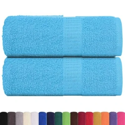 Image of vidaXL Guest Towels 2 Piece Set 100% Cotton Turquoise Soft &amp; Absorbent 30x50 cm Machine Washable