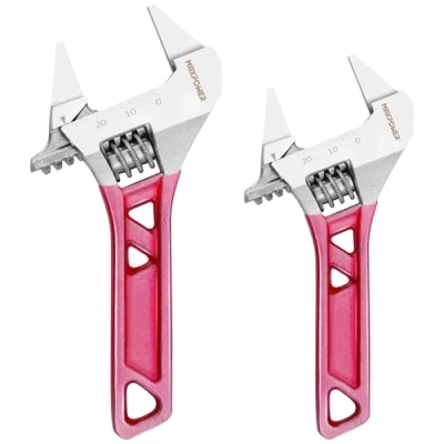 Image of MAXPOWER 2pcs Adjustable Spanner Set, Slim Jaw Wrench, Plumbing Wrench Pipe with Reversible Wide Opening (4.5&quot;/114mm and 5&quot;/127mm)