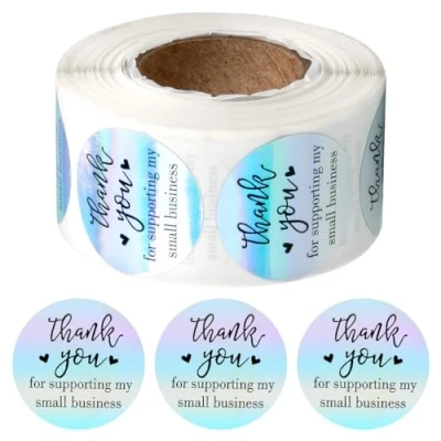 Image of Thank You for Supporting My Small Business Sticker 1 Roll 500Pcs 2.5cm Rainbow Self Adhesive Stickers Online Retailers Boutiques Shops