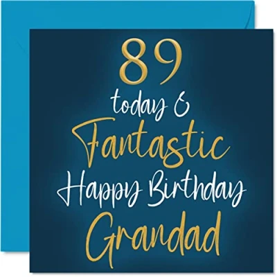 Image of Fantastic 89th Birthday Cards for Grandad 89 Today &amp; Happy Card from Grandson Granddaughter, Gifts, 145mm x Greeting