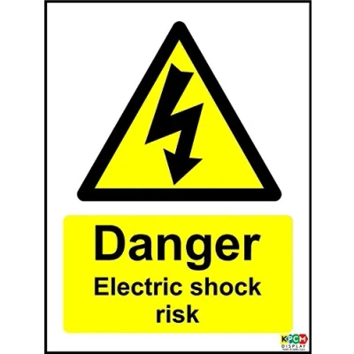 Image of Danger Electric Shock Risk Safety Sign Self Adhesive Sticker 150mm x 100mm