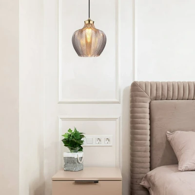 Image of Globo Jessica hanging light, Ø 25 cm, smoke grey, glass