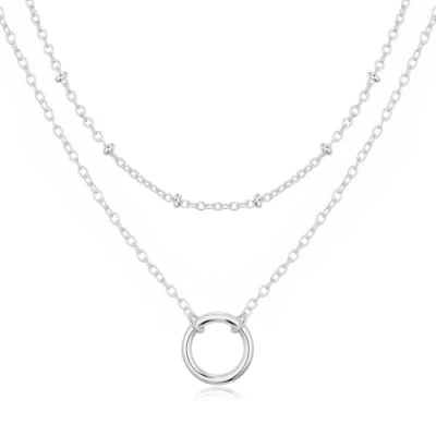 Image of Philip Jones Silver Plated Double Layered Circle Necklace