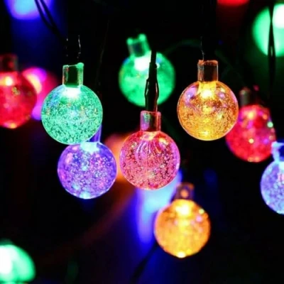 Image of Garden Mile Set of 50 Solar String Lights Outdoor LED 35.5m Waterproof Decorations for Indoor Balcony Patio, Gazebo and Wedding Décor (Bubble)