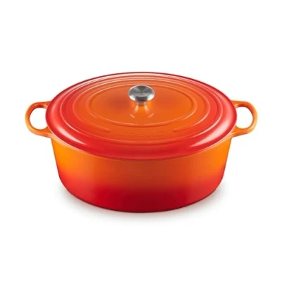 Image of Le Creuset Signature Enamelled Cast Iron Oval Casserole Dish With Lid, 40 cm, 14.8 Litre, Volcanic, 21178400902430